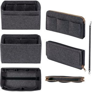 Small Grey Zipper Felt <b>Bag</b> Organizer Insert for Tote Purse <b>Charms</b> Product - Product Image 3