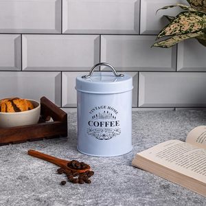 Boîte à café vintage en métal, cylindrique, hermétique, pour le stockage des aliments dans la cuisine, avec couvercle, anti-humidité, préservation de la fraîcheur - Product Image 1