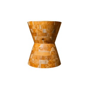 Table d'appoint de luxe ARTERRA en forme de sablier, meuble de salon, teck fait main, motif grain naturel rustique, qualité supérieure - Product Image 1