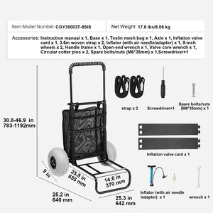 Carrello da Spiaggia Pieghevole con Ruote Grandi 20.1 x 14.6 Pollici, Ruote a Palloncino da 9 Pollici, Piattaforma di Carico 165 Libbre, Carrello da Campeggio con Capacità di Carico 165 Libbre - Product Image 3