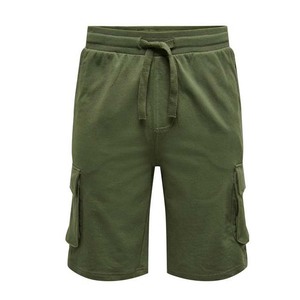Pantalones Cortos Cargo Verde Oliva para Hombre, Cintura Media, con Cordón, Estilo Bermuda, 100% Algodón, Transpirables, con Bolsillos - Product Image 1