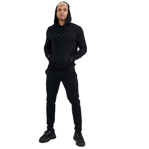 ชุดวอร์มไม่มีลายสำหรับผู้ชายชุดวอร์มสองชิ้นผ้าคอตตอนผ้าฟลีซ100% โลโก้แบบกำหนดเอง - Product Image 1