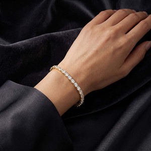สร้อยข้อมือเพชรทรงกลม Darcy ทองคำ 10 กะรัต/14 กะรัต ประดับเพชรทรงกลมแบบ Lab Diamond สร้อยข้อมือเพชรทรงกลม Majestic Diamond Timeless สำหรับผู้หญิง - Product Image 4