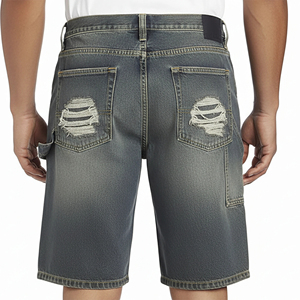 Nuevos shorts de mezclilla rectos transpirables para hombre, estilo vintage, desgastados, rasgados, estilo urbano, holgados, con dobladillo sin rematar, media pantalón, Colección Verano 2026 - Product Image 4