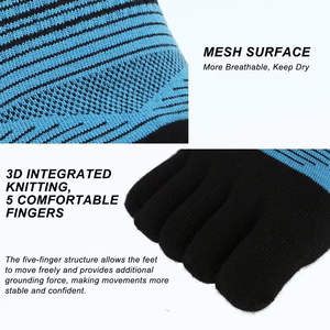 Chaussettes de sport à compression cinq doigts pour jeunes, avec soutien de la voûte plantaire, 100 % coton, performance, fabriquées au Vietnam - Product Image 5