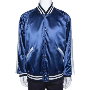 Chaquetas Varsity de Satén con Logotipo Personalizado al por Mayor, Chaqueta Casual de Lona con Cuello Alto y Manga Larga, Diseño Personalizado - Product Image 2
