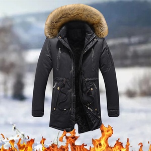 Última moda hombres temporada de invierno Parka abrigos y chaquetas al por mayor precio barato hombres piel capucha abrigo largo y chaquetas - Product Image 5
