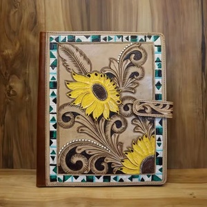 Tooled Leather Portfolio Organizer Portfolio <b>A4</b> Customized Leather Document Portfolio <b>File</b> - Product Image 1