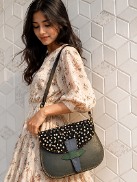 Recycled Leather Cross Body Handbag Stylish Multi Colour Leather Sling Purse Women Multi Purpose Purse - Product Image 2
