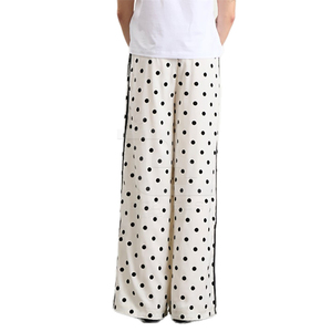 Women's High Waist Wide Leg Loose Casual Pants with Anti-Wrinkle Polka <b>Dots</b> Print Pockets 100% Cotton <b>Eco</b>-Friendly Summer - Product Image 3