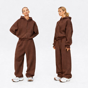 Ensemble de survêtement personnalisé pour homme, imprimé, 100 % coton, coupe ajustée, avec sweat à capuche zippé et pantalon de survêtement large, coupe décontractée, coupe-vent, idéal pour l'hiver - Product Image 1
