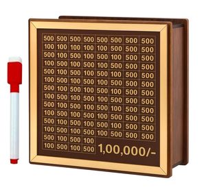 Money Saving <b>Box</b> for Kids and Adults | Wooden Money Bank with <b>Lock</b> | Big Size Piggy Bank 2 Lakh Target | 1 Lakh Saving <b>Box</b> - Product Image 1