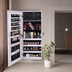 Armadio a Muro con Ante in PVC e Serratura, Organizzatore per Gioielli e Specchio - Product Image 5