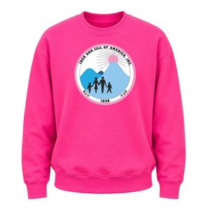เสื้อสเวตเชิ้ตคอกลมสีชมพูร้อนแรงพร้อมโลโก้กราฟิก เสื้อสวมหัวลำลองสำหรับผู้หญิง สาวๆ เสื้อผ้าแฟชั่น สตรีทแวร์ ใส่ได้ทุกวัน - Product Image 1