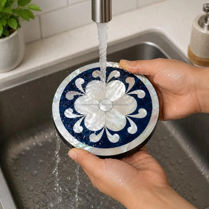 Posavasos de Lujo Personalizados con Incrustaciones de Madreperla para Decoración del Hogar, Oficina o Cafetería, Posavasos Ecológicos con Incrustaciones de Madreperla al por Mayor - Product Image 4