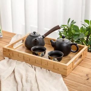 Plateau de service en bois massif robuste, grand plateau de présentation pour buffet, disponible en lot de 3 - Product Image 3