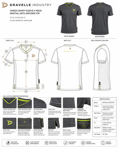 ชุดยูนิฟอร์มศิลปะการต่อสู้ระดับพรีเมียม เสื้อแขนสั้นคอวี ระบายอากาศได้ดี สำหรับคาราเต้ เทควันโด เหมาะสำหรับการฝึกซ้อมในสถาบัน - Product Image 6