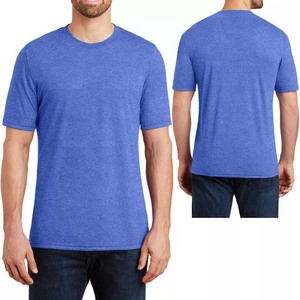Camiseta de Manga Corta con Cuello Redondo Azul para Hombre, Corte Regular, Color Sólido, Ropa Casual, 100% Algodón Jersey - Product Image 2