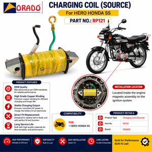 Bobina de Carga Hero Honda SS de Calidad de Exportación para Repuestos de Motocicletas en India, Orado - Product Image 6