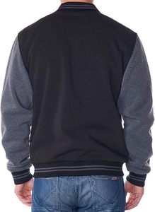 Blouson universitaire unisexe classique style Letterman, coupe bomber de baseball, en laine épaisse avec empiècements patchwork sur le devant, vêtement d'extérieur streetwear élégant - Product Image 3