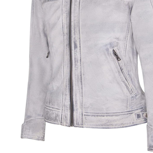 Customized Men’s Premium Distressed Leather <b>Jacket</b> – <b>White</b> Quilted Shoulder <b>Biker</b> <b>Jacket</b> for Casual Wearing - Product Image 5