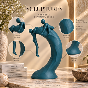 Escultura Moderna Azul Abstracta de Aluminio, Figura Decorativa para Mesa, Estatua para Decoración del Hogar y Sala de Estar |   Fuerza Artística - Product Image 4