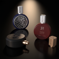 Bouteille de parfum personnalisable 50 ml 100 ml bouteille ronde à bouchon doré bouteille de parfum vide en verre avec emballage en boîte