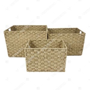 LATITUDE Natural Fiber <b>Rectangle</b> Multi-Functional Home <b>Storage</b> Seagrass <b>Basket</b> Set Home Organization - Product Image 2