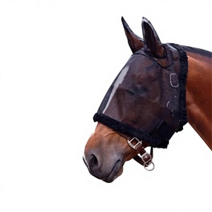 Masque anti-mouches pour chevaux, respirant, en maille, couvrant tout le visage et les oreilles, protection UV, réglable, anti-moustiques - Product Image 2