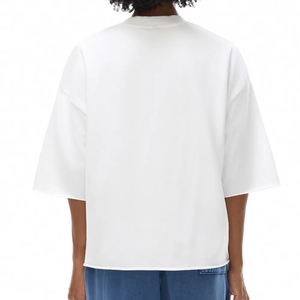 Camiseta Blanca Oversize de Manga Corta con Cuello Redondo para Hombre, Diseño Liso Informal, 100% Algodón Jersey - Product Image 5