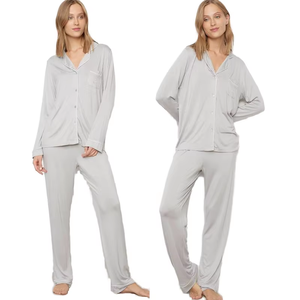 Women's Custom 1-Piece <b>Viscose</b> Knitted Sleepwear Lounge Wear Set Long Sleeve V-neck Elastic Waist Breathable Summer Spring Soft - Product Image 1