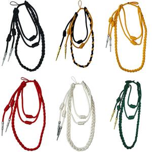 Citation Shoulder <b>Cord</b> Brass Plated Metal Tips Silk Cotton Hand Knitted Fourragere In Custom Colors - Product Image 1