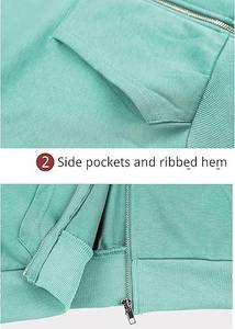 Women's <b>Cropped</b> <b>Zip</b> <b>Up</b> Hoodie Solid Color Full Sleeve Hooded Sweatshirt Casual Wear Breathable Knitted Cotton Crop top hoodie - Product Image 4