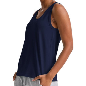 เสื้อกล้ามออกกำลังกายสำหรับผู้หญิง ฤดูร้อน ขายส่ง เนื้อผ้าถักร่อง ระบายอากาศดี สไตล์ลำลอง ความยาวสั้น สีพื้น - Product Image 2