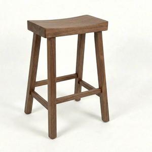 Taburete Alto de Barra, Redondo, de Madera de Caucho Sólida, Moderno, Minimalista, Mueble para el Hogar, Duradero y Ligero - Product Image 1