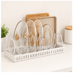 <b>Pot</b> and Pan Organizer Rack for Kitchen Cabinet Expandable Carbon Steel Cookware Storage <b>Holder</b> for Frying Pans Lids and Bakeware - Product Image 1