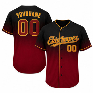 Maillots de baseball personnalisés brodés pour hommes, vente en gros OEM, avec boutons, uniformes de baseball sur mesure - Product Image 1