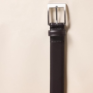 Cinturón Casual Genuino con Hebilla Cuadrada Marrón Sólido, Ancho, con Estampado Plateado por Transferencia Térmica, Duradero, Accesorio para Oficina - Product Image 2