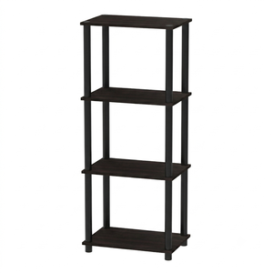 Estantería Moderna Multiusos de 4 Niveles, Modelo 1951, con Estantes Abiertos, Soporte de Madera, Librería Estrecha, Color Wenge Oscuro Espresso, Organizador Tipo Torre - Product Image 2