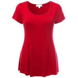 Camiseta holgada informal sólida de algodón de punto con cuello redondo de manga corta para mujer, transpirable, de secado rápido, de calidad de muesca de Color personalizado - Product Image 3