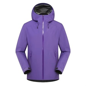 Chaqueta de esquí impermeable con capucha para hombre, color azul claro, de poliéster, con cierre de cremallera y bolsillos laterales. - Product Image 3
