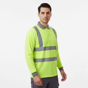 Men's High Visibility Safety Shirt Long Sleeve Reflective <b>Construction</b> Workwear - Product Image 6