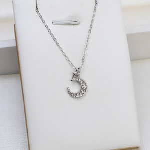 Collar con Colgante de Luna de Plata S925 para Mujer, Joyería Fina, Cadena Personalizada, Bandeja Vacía para Perlas, Semiterminado 1462, Accesorios para DIY - Product Image 2