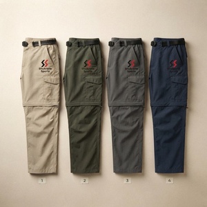 Shorts cargo imperméables et respirants à séchage rapide, pantalon de randonnée convertible taille mi-haute, short utilitaire pour le voyage et le camping - Product Image 4