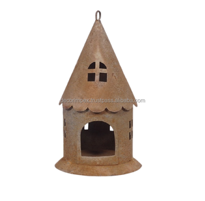 Moderno hecho a mano de hierro/madera pequeña casa de pájaros de mesa al aire libre interior de Navidad decorativo Mini hogar - Product Image 4