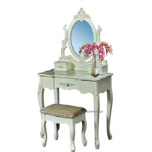 Meubles en bois de luxe de miroir sur pied de vanité française antique pour le stockage royal intemporel de style de maison d'hôtel pour l'appartement de chambre à coucher - Product Image 1