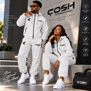 Unisex Lightweight Tracksuit Set Full Zip Hooded <b>Jacket</b> and Pants Solid <b>White</b> Quick Dry Casual Spring Wear clothing adult <b>men</b> - Product Image 6