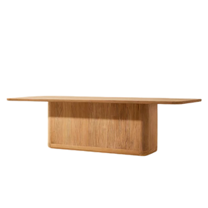 Mesa de Comedor Exterior Moderna y Minimalista, de Madera de Teca Sólida, Diseño Rectangular Elegante y Duradero, Base de Pedestal Gruesa, Resistente al Agua, Ideal para Parques - Product Image 2