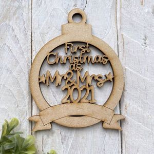 Ornement de Noël en bois à suspendre, décoration irrégulière du Père Noël, décoration de flocon de neige à suspendre à l'arbre - Product Image 1
