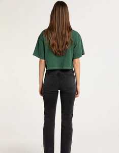 ONETEN APPAREL Camiseta corta para mujer con estampado de letras verdes, corte holgado, informal, manga corta, cuello redondo, top de algodón tipo jersey - Product Image 5